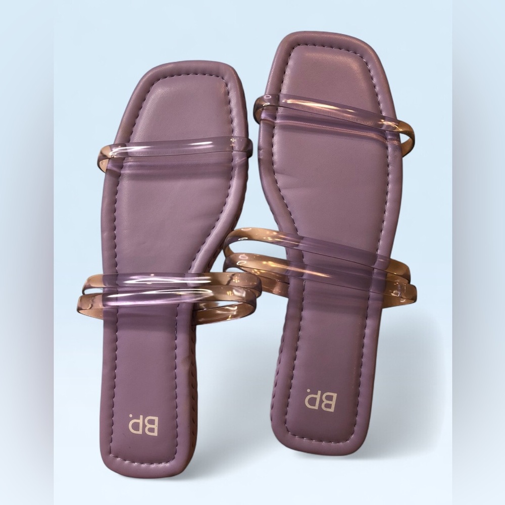 bp Mauve Slide Sandals with Clear Straps